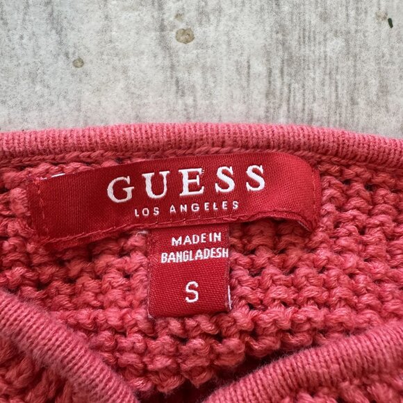 Guess Coral Pink Knit Sleeveless Cropped Top With Keyhole Detail Small Lightweig - Picture 3 of 8